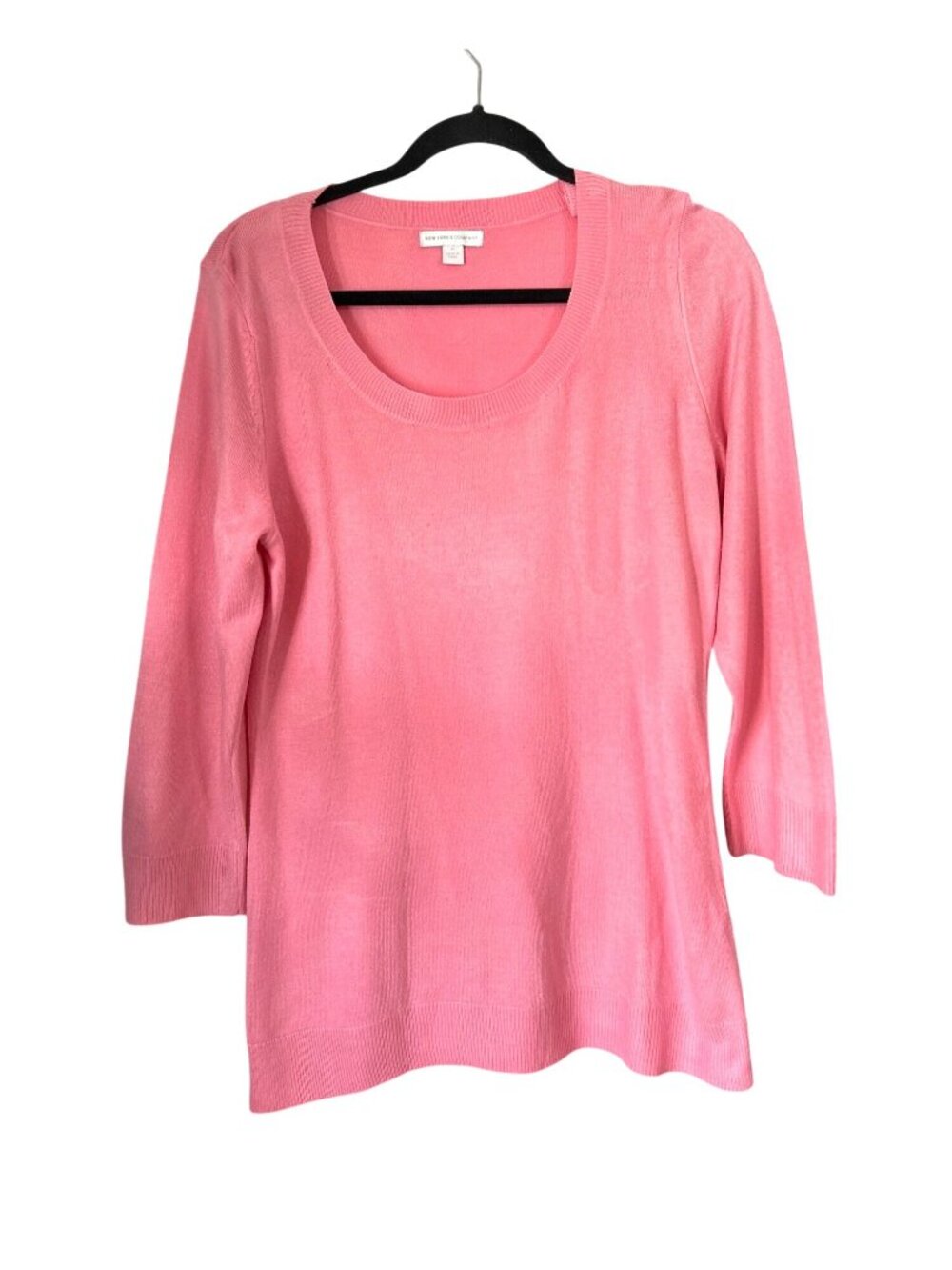 New York & Company Pink 3/4 Sleeve Sweater Womens M Cotton/Nylon Blend